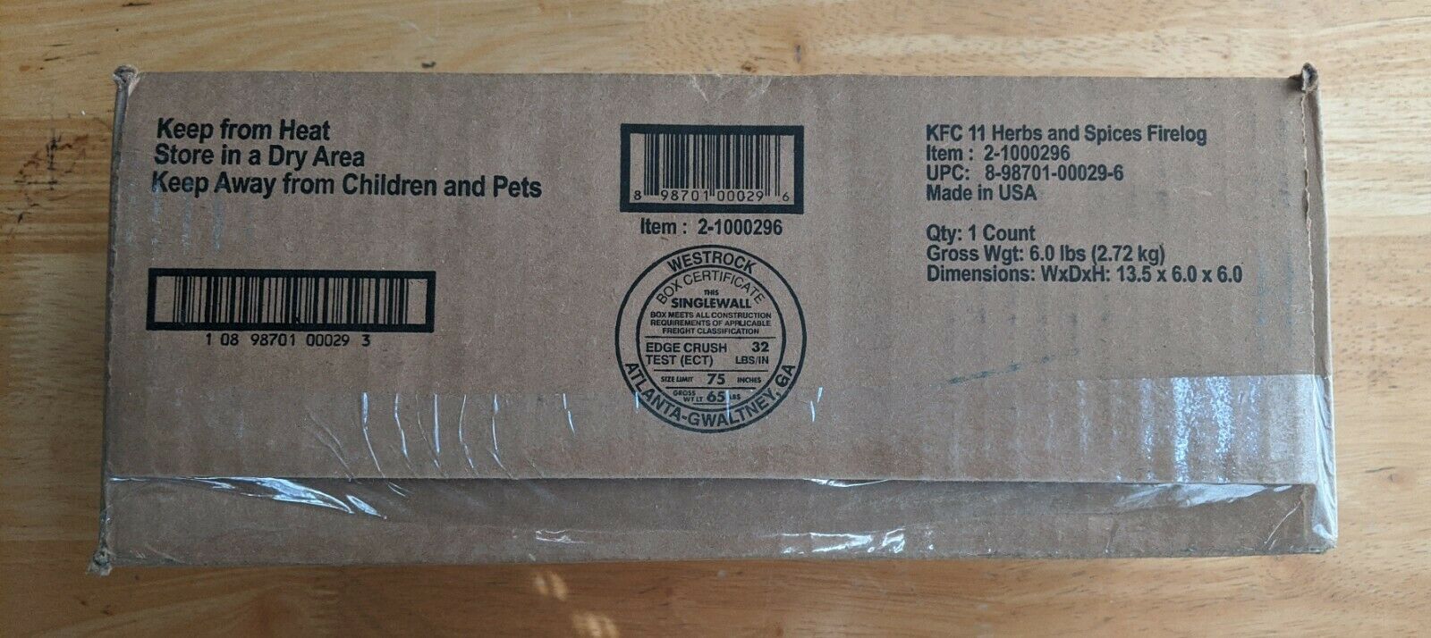 💎 KFC Limited-Edition 11 Herbs & Spices Firelog - FREE Shipping 💎 - Fresh Stock Dated January 2026