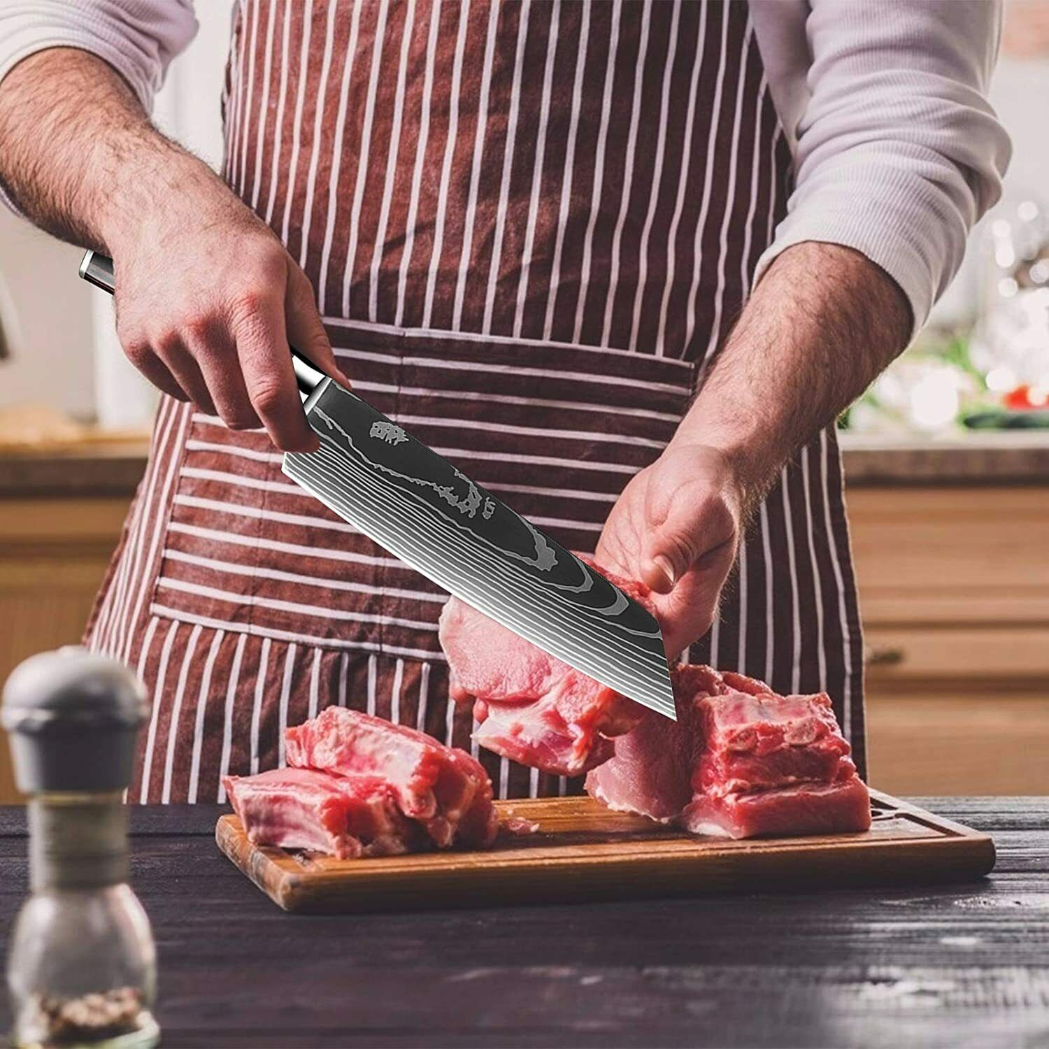 12Piece Kitchen Set Japanese Knife Damascus Pattern Stainless Steel Chef Knives - Fresh Stock Dated January 2026