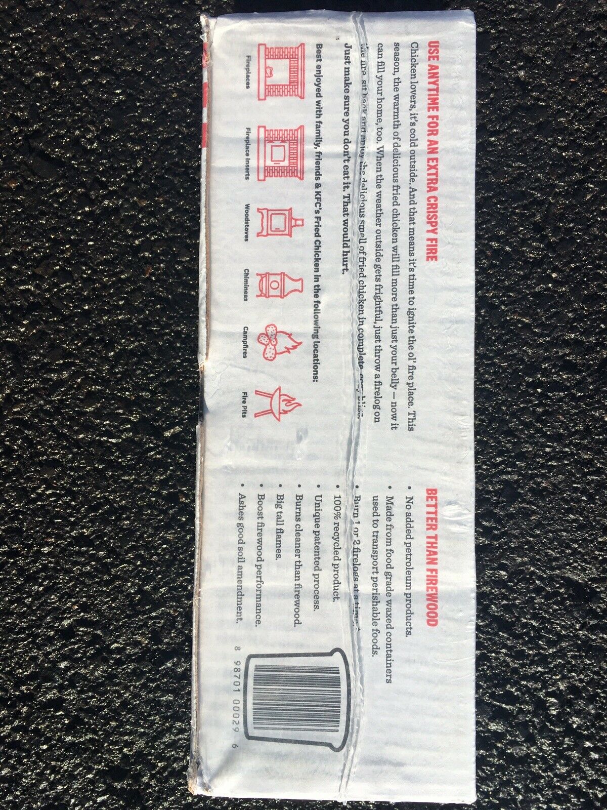 (4) KFC FIRE LOGS 11 HERBS AND SPICES ENVIROLOG KENTUCKY FRIED CHICKEN FIRE LOG - Fresh Stock Dated January 2026