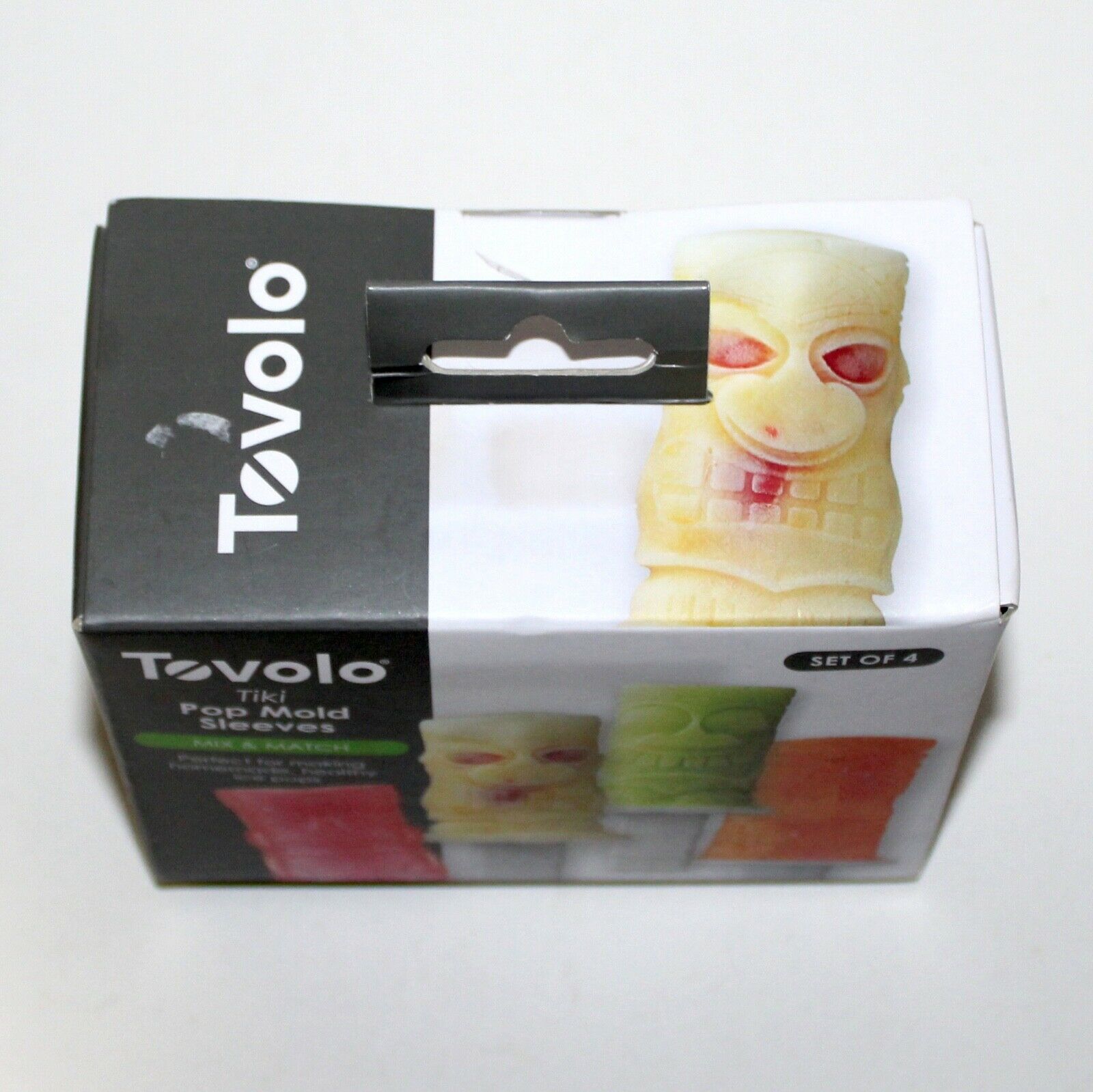 Tovolo Tiki faces Ice Pop Mold Sleeves set of 4 silicone dishwasher safe fun - Fresh Stock Dated February 2026