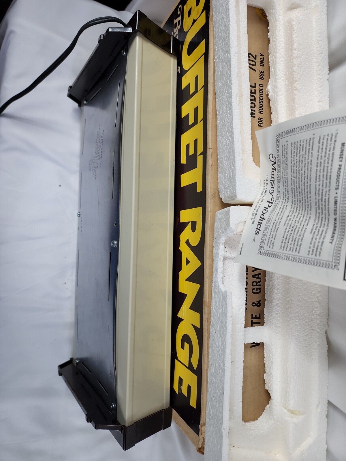 Vintage Model 702 Munsey 2 Burner Buffet Range with Original Box.  Almond color - Fresh Stock Dated February 2026