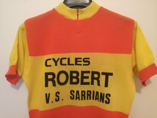 M Vintage FRENCH Eroica FLOCKED CYCLING JERSEY Orange CYCLES ROBERT Sarrians - Fresh Stock Dated December 2025