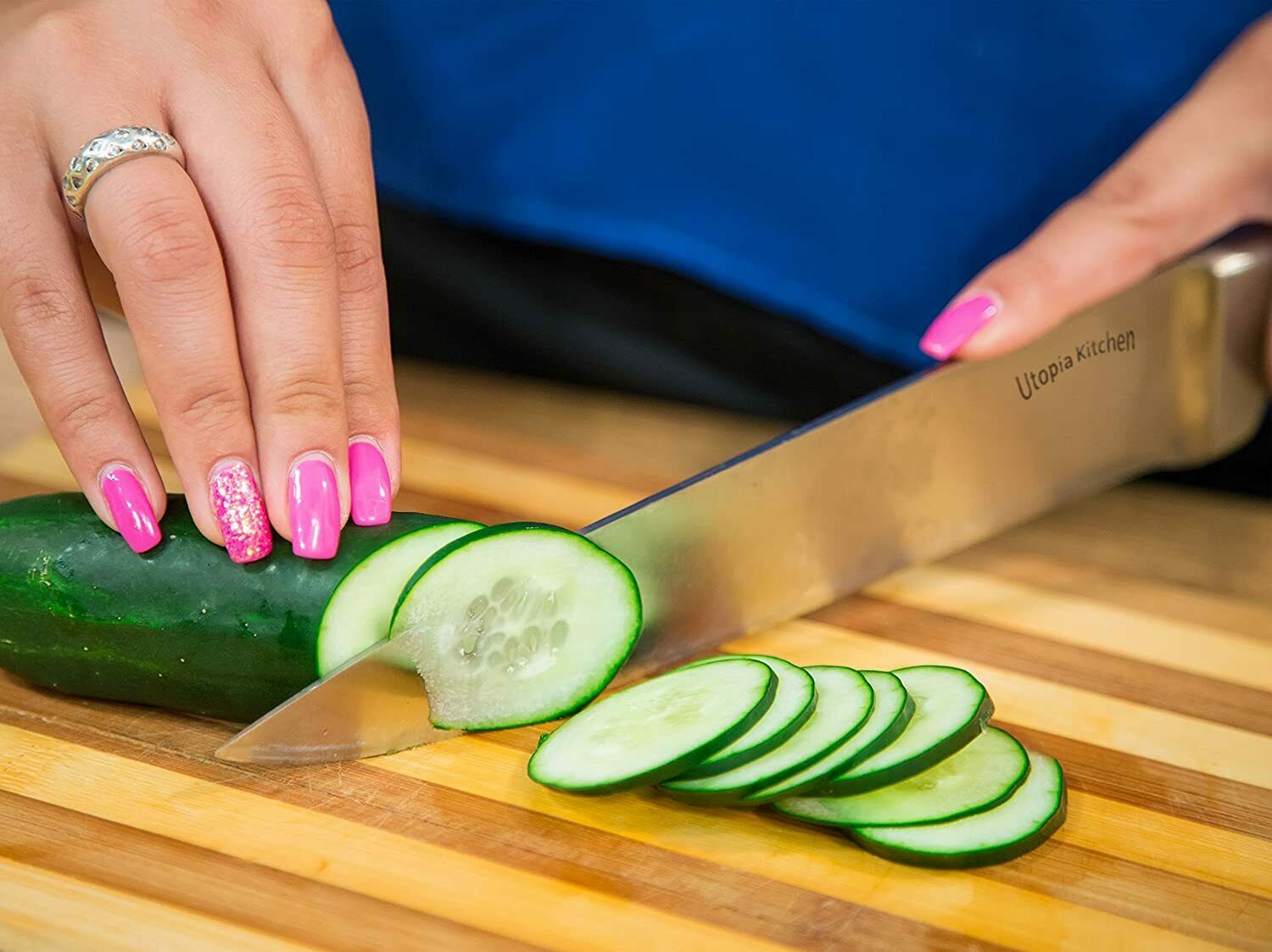 12 Pcs set-Steel Handle Stainless Steel Knives with Acrylic stand Utopia Kitchen - Fresh Stock Dated January 2026