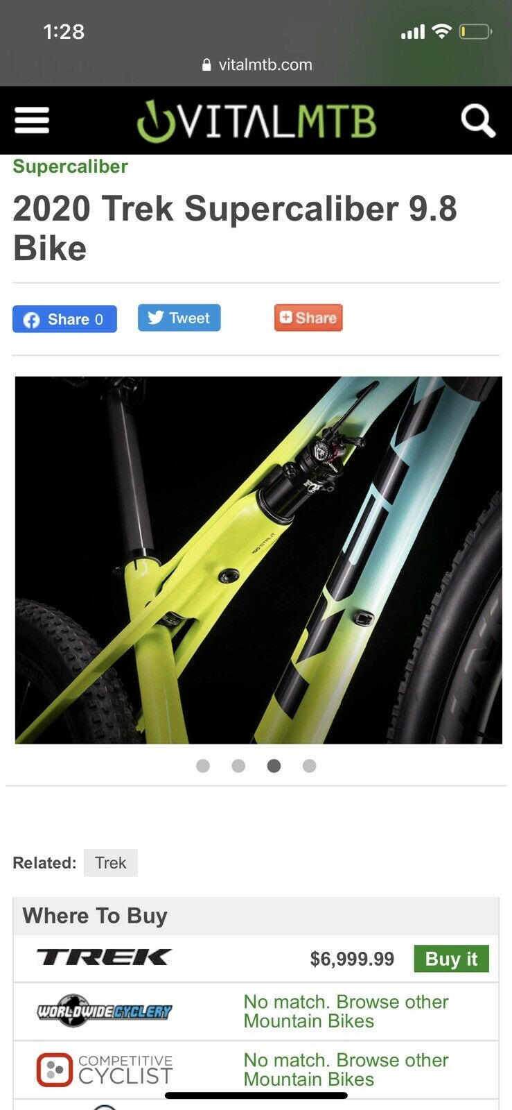 Trek 2020 supercaliber 9.8 Carbon Frame Large Full Suspension Mountain Bike - Fresh Stock Dated December 2025