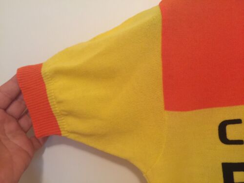 M Vintage FRENCH Eroica FLOCKED CYCLING JERSEY Orange CYCLES ROBERT Sarrians - Fresh Stock Dated December 2025
