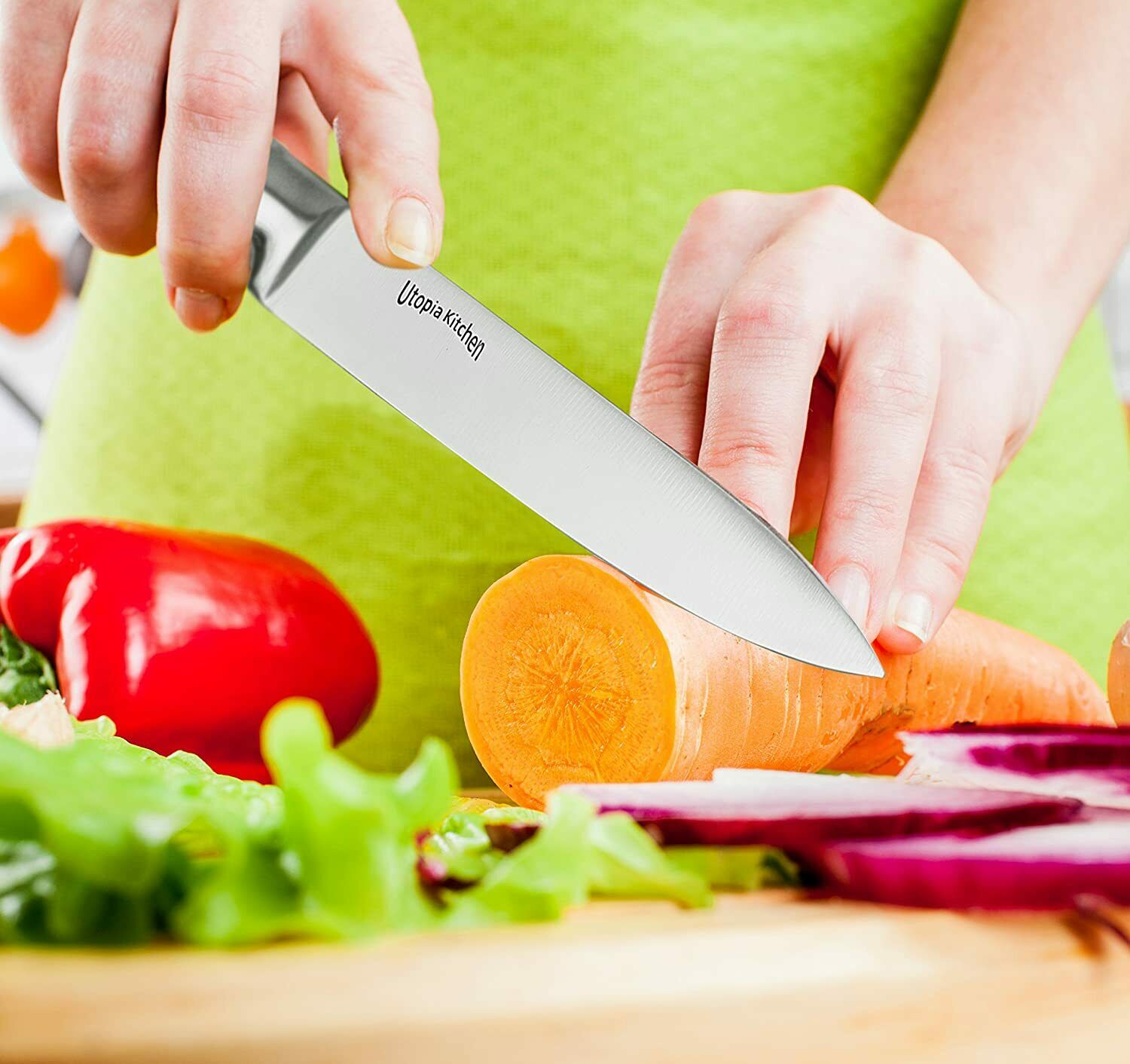 12 Pcs set-Steel Handle Stainless Steel Knives with Acrylic stand Utopia Kitchen - Fresh Stock Dated January 2026