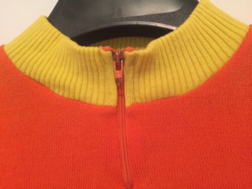 M Vintage FRENCH Eroica FLOCKED CYCLING JERSEY Orange CYCLES ROBERT Sarrians - Fresh Stock Dated December 2025