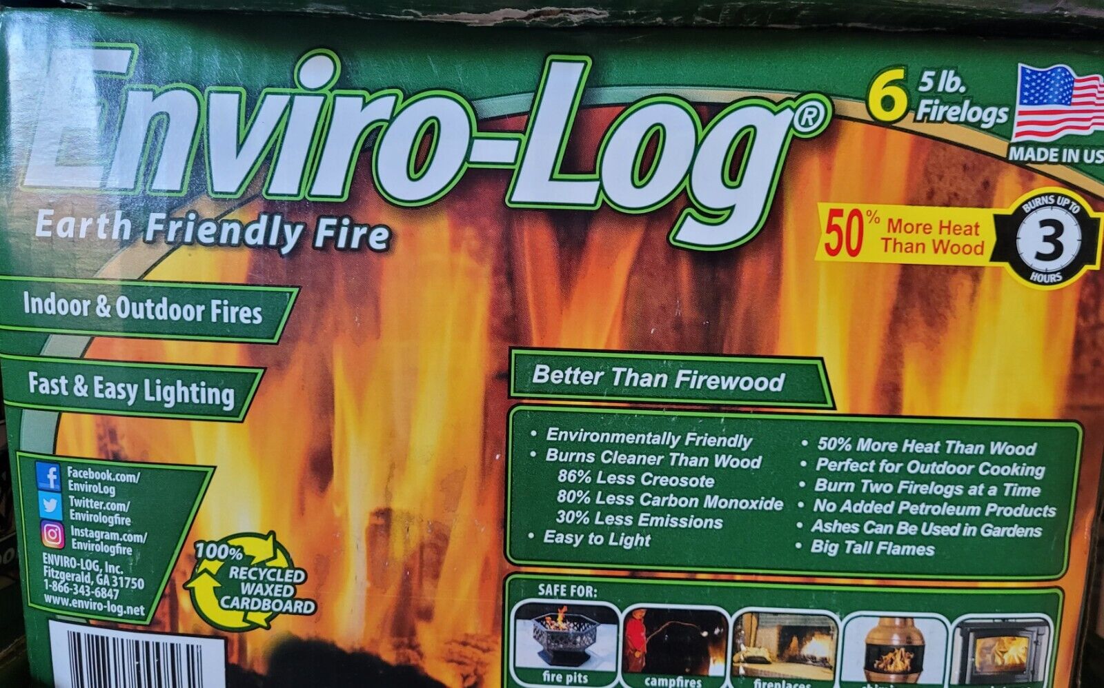 Enviro-Log 5-Lb Fire Log (6-Pack) - Fresh Stock Dated January 2026