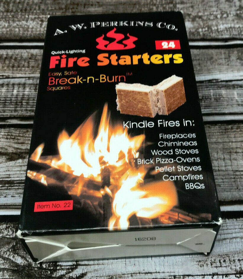 AW Perkins Break-n-Burn Fire Starter Squares - 24 Squares Per Box New Ships Free - Fresh Stock Dated December 2025