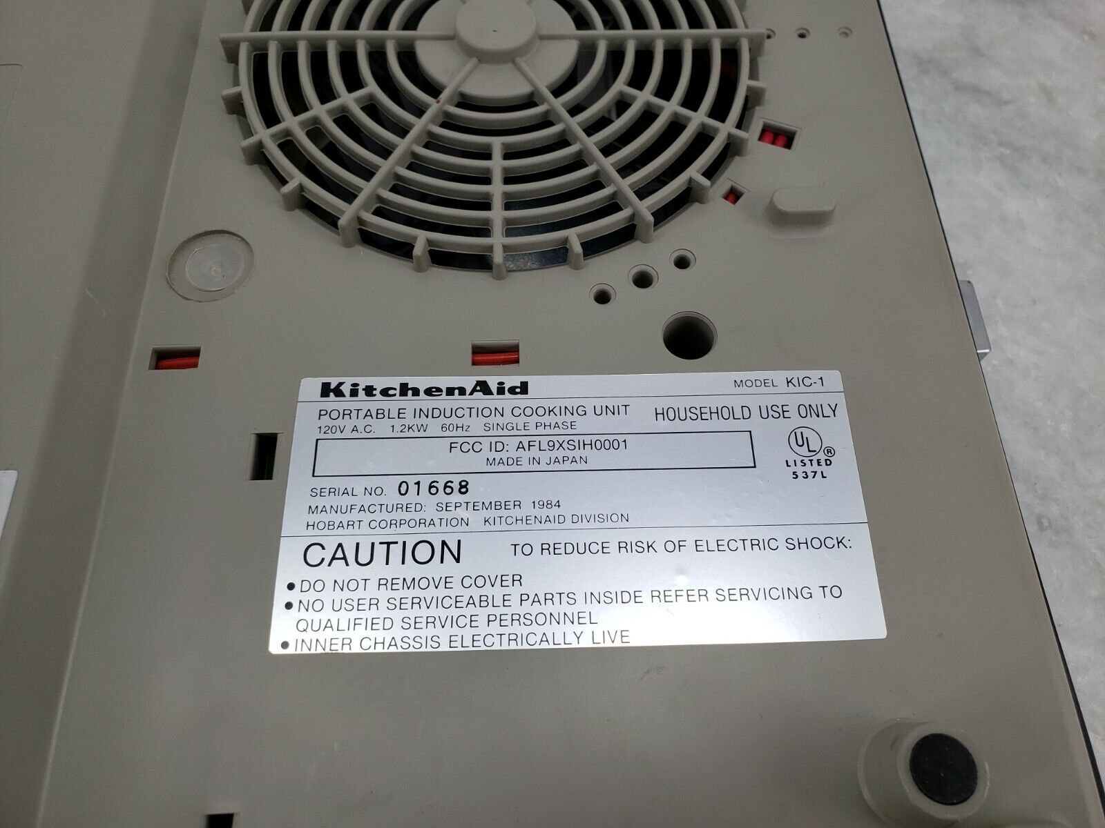 Kitchenaid Portable Induction Cooking Unit, Rare, Vintage, Model KIC1, 1984 - Fresh Stock Dated February 2026