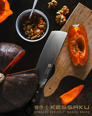 Kessaku Nakiri Cleaver Knife Dynasty Series German HC Steel G10 Handle, 7-Inch - Fresh Stock Dated January 2026