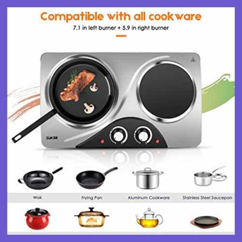 CUKOR Electric Hot Plate 1800W Portable Stove Infrared Double Burner Heat Up In - Fresh Stock Dated February 2026