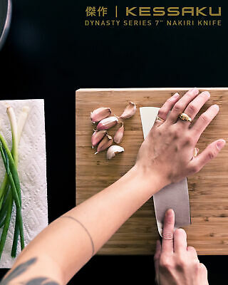 Kessaku Nakiri Cleaver Knife Dynasty Series German HC Steel G10 Handle, 7-Inch - Fresh Stock Dated January 2026