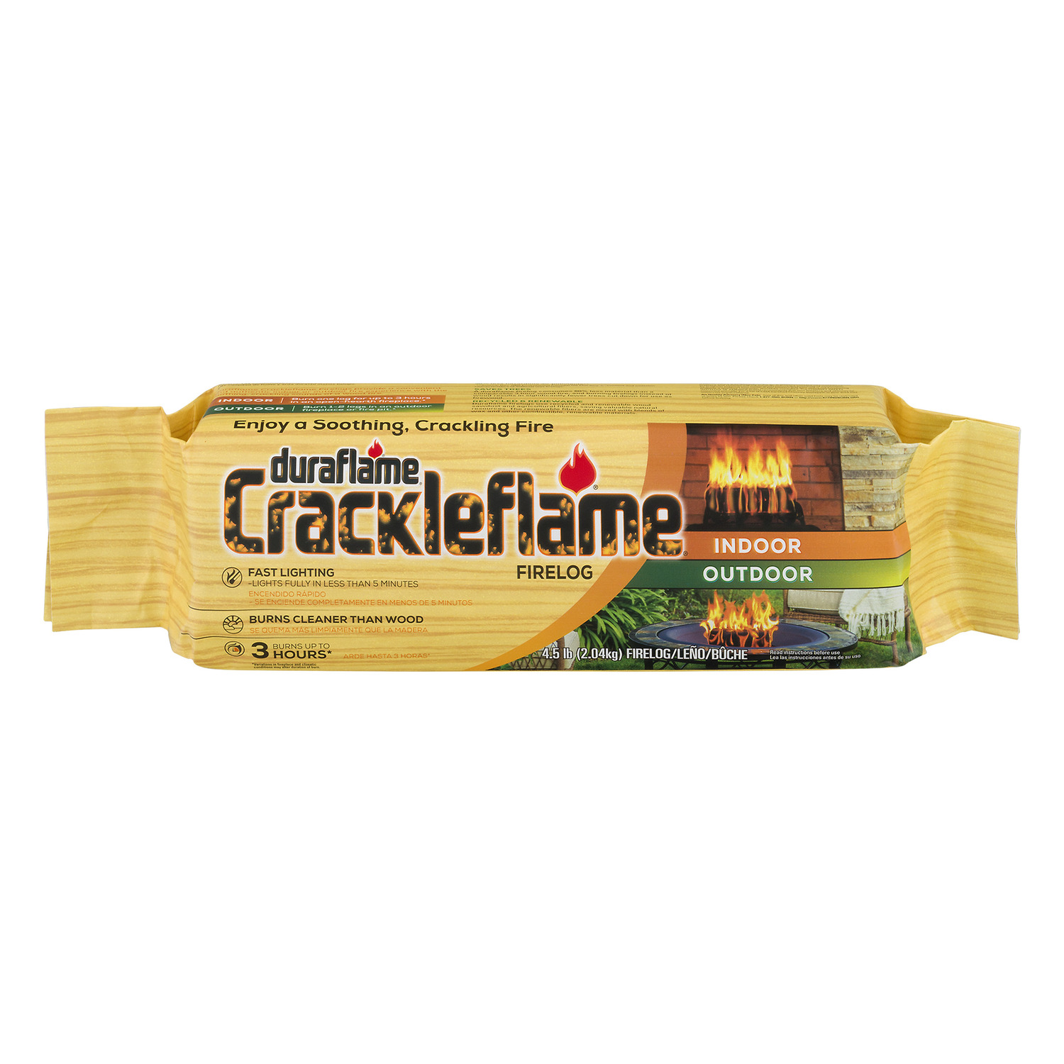 Duraflame Crackleflame Indoor Outdoor Firelogs 3 Hour Burn 4 Pack Case - Fresh Stock Dated January 2026