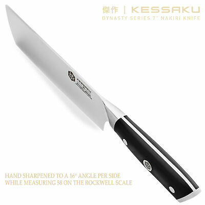 Kessaku Nakiri Cleaver Knife Dynasty Series German HC Steel G10 Handle, 7-Inch - Fresh Stock Dated January 2026