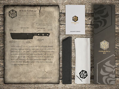 Kessaku Nakiri Cleaver Knife Dynasty Series German HC Steel G10 Handle, 7-Inch - Fresh Stock Dated January 2026