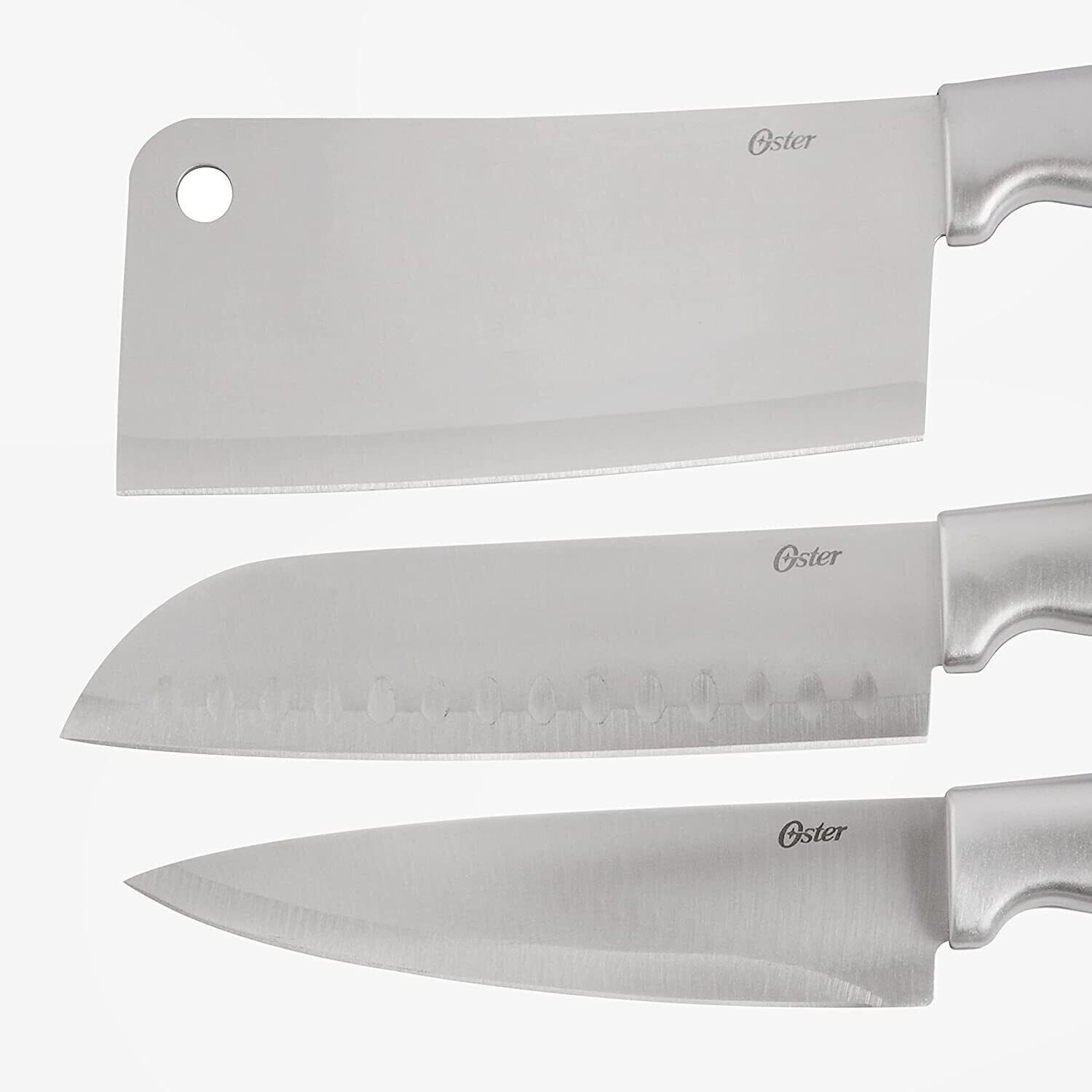 NEW Oster-22-Piece Baldwyn Knife Block Set Stainless Steel Cutlery Kitchen Black - Fresh Stock Dated February 2026