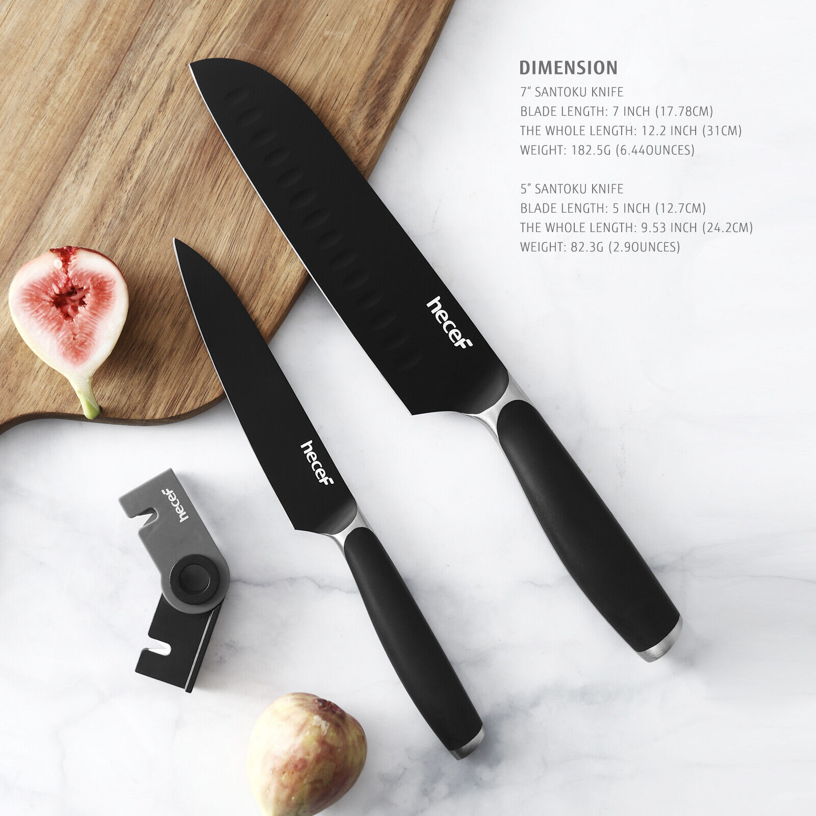 2Pcs Japanese Santoku Knife 7 inch Stainless Steel Forged Kitchen Chef Cutlery - Fresh Stock Dated February 2026