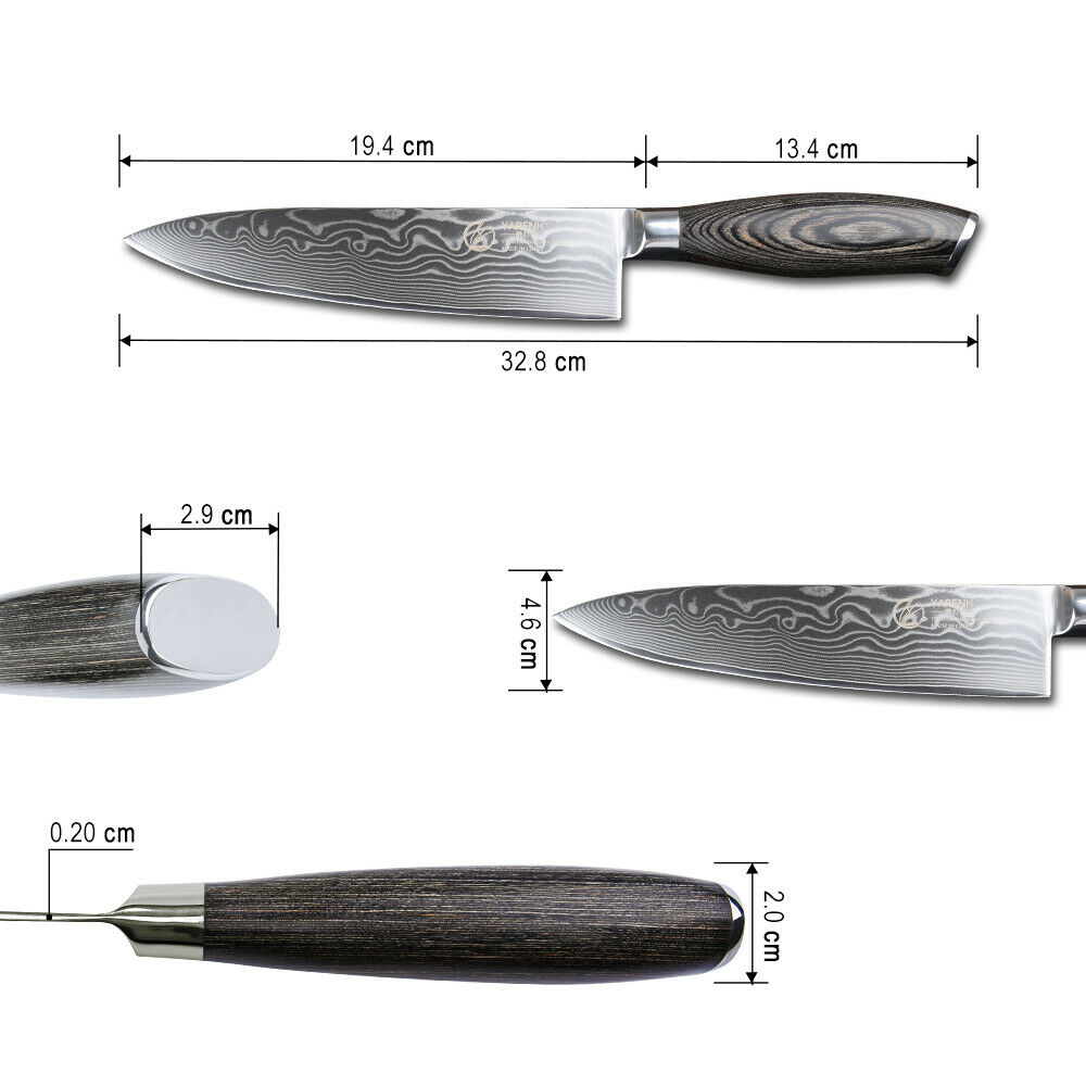Yarenh Chef Knife 8 inch,Japanese Damascus Steel Kitchen Knives,Sharp Blade - Fresh Stock Dated January 2026