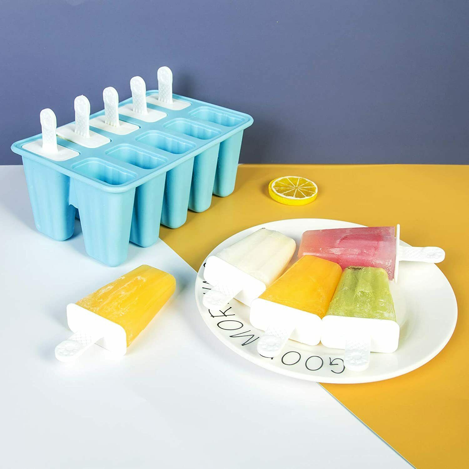 10 Cell Ice Cream Popsicle Frozen Mold Silicone Lolly Mould Ice Tray Cover Lid - Fresh Stock Dated February 2026