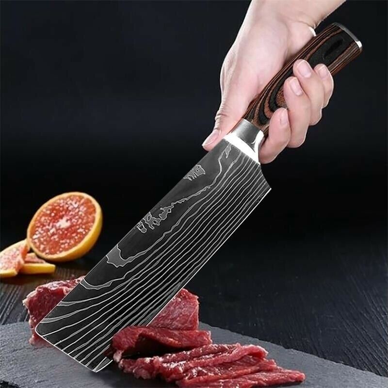 5 Piece Kitchen Knives Set Stainless Japanese Damascus Pattern Steel Chef Knife - Fresh Stock Dated January 2026