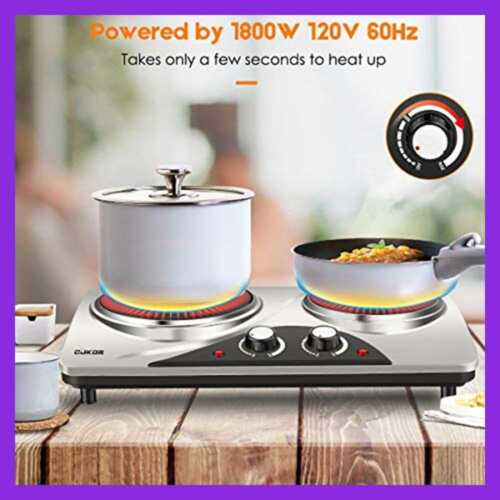 CUKOR Electric Hot Plate 1800W Portable Stove Infrared Double Burner Heat Up In - Fresh Stock Dated February 2026
