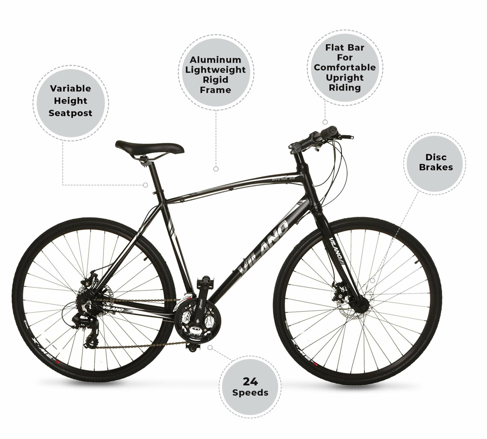 Vilano Diverse 3.0 Performance Hybrid Road Bike 24 Speed Disc Brakes - Fresh Stock Dated December 2025