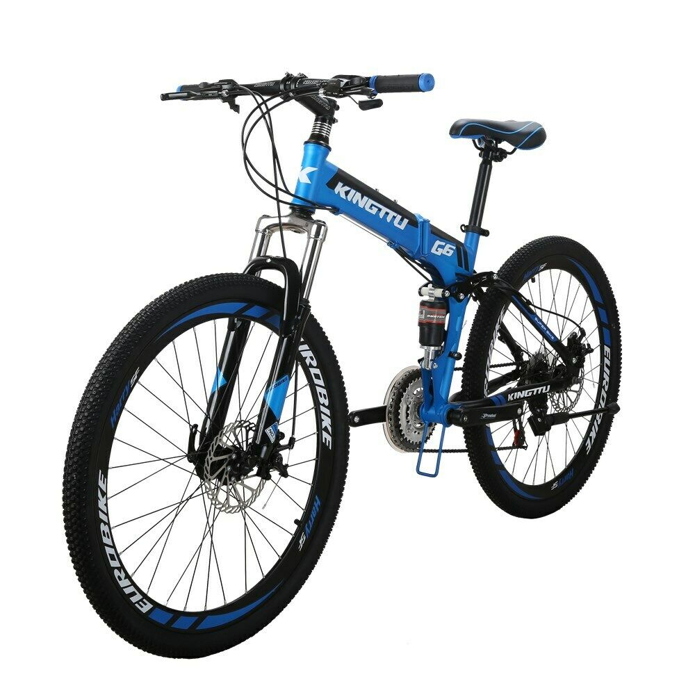 26'' Folding Mountain Bike Full Suspension Shimano 21Speed Foldable Bicycle Blue - Fresh Stock Dated December 2025