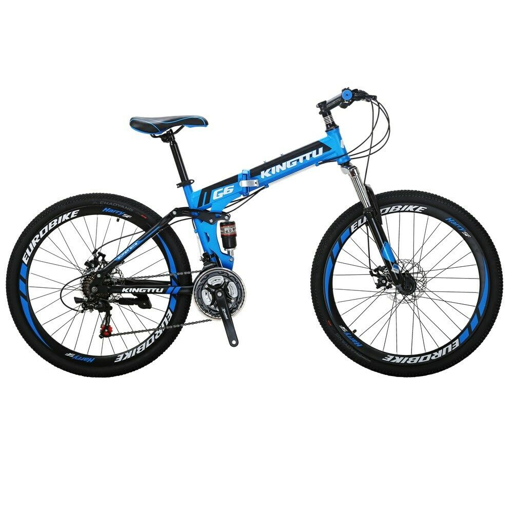 26'' Folding Mountain Bike Full Suspension Shimano 21Speed Foldable Bicycle Blue - Fresh Stock Dated December 2025
