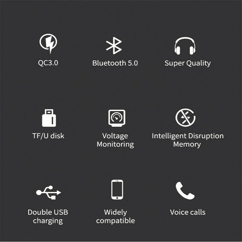 Wireless Bluetooth 5.0 FM Transmitter Handsfree Kit QC3.0 Car Dual USB Charger - Fresh Stock Dated December 2025
