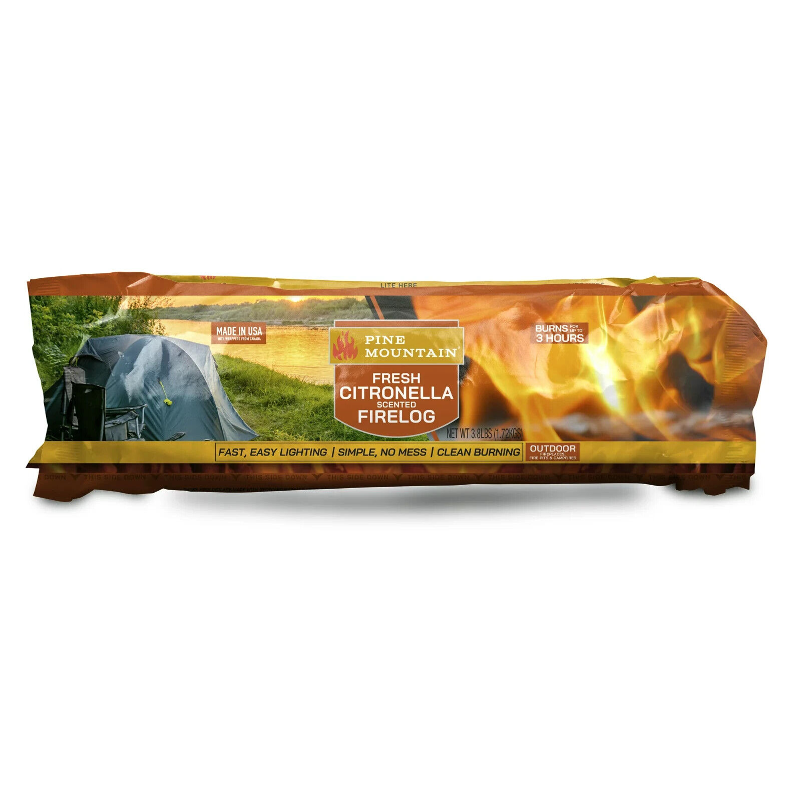 Pine Mountain Citronella Scented Fire log 4-Pack for Outdoor Campfires New Box - Fresh Stock Dated January 2026