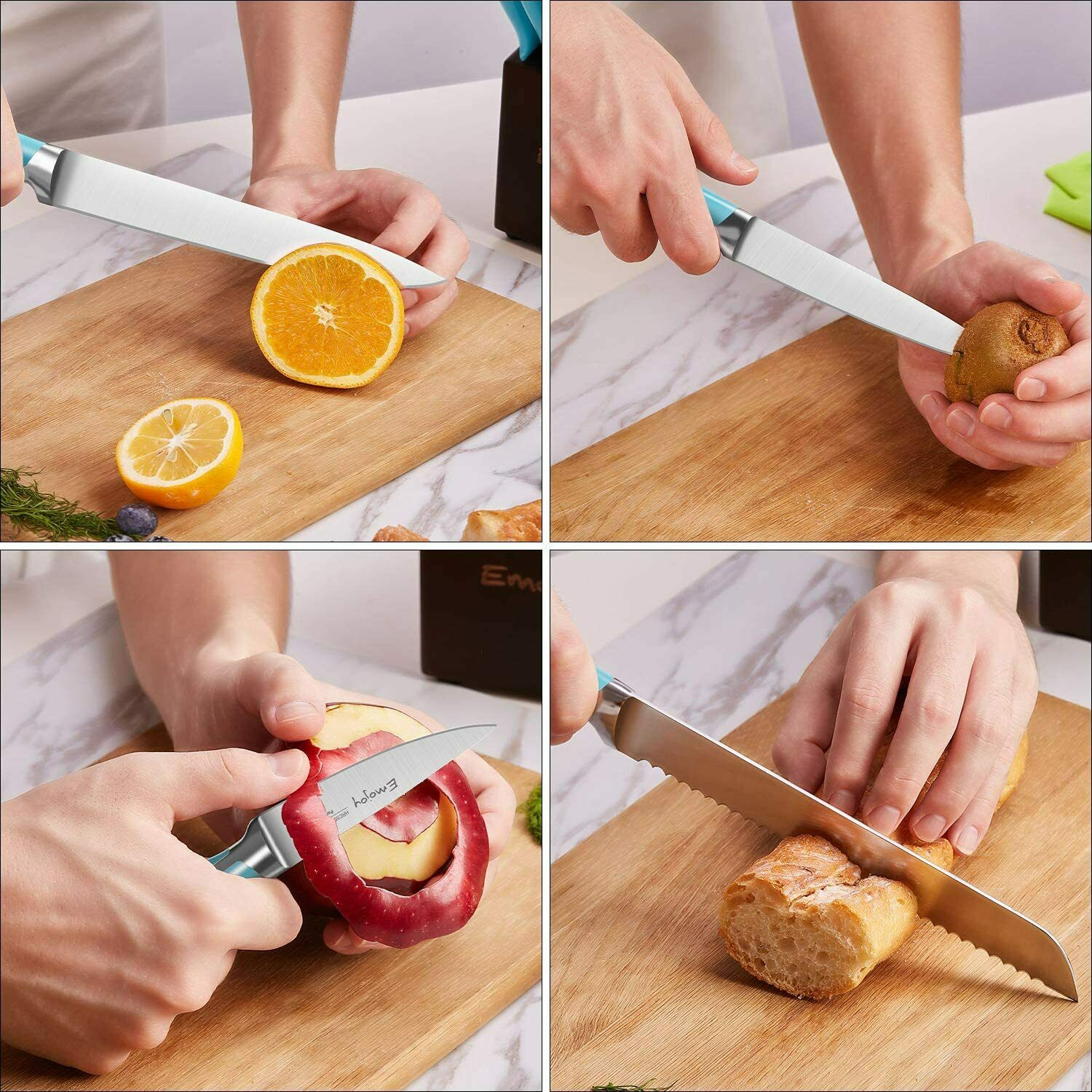 Knife Set, 15-Piece Kitchen Knife Set with Block Wooden German Stainless Steel - Fresh Stock Dated January 2026