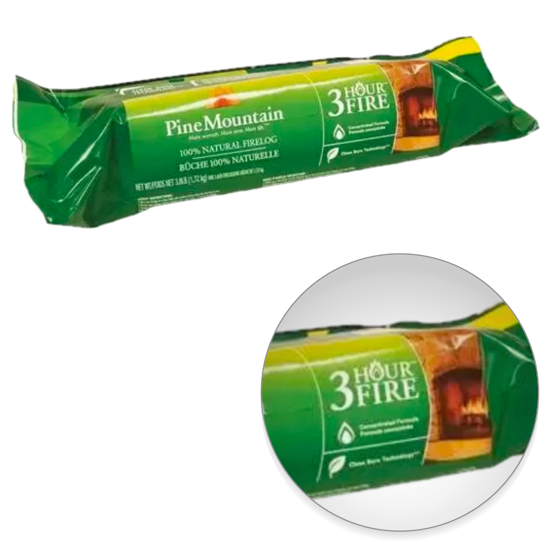 Lot of (9) Pine Mountain Traditional 3-Hour Single Firelog, Fireplaces 1 pack/ea - Fresh Stock Dated January 2026