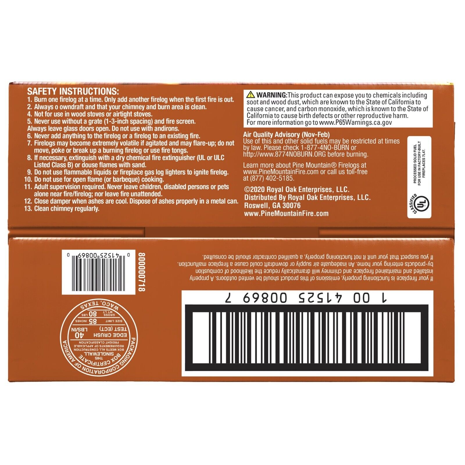 Pine Mountain Citronella Scented Fire log 4-Pack for Outdoor Campfires New Box - Fresh Stock Dated January 2026