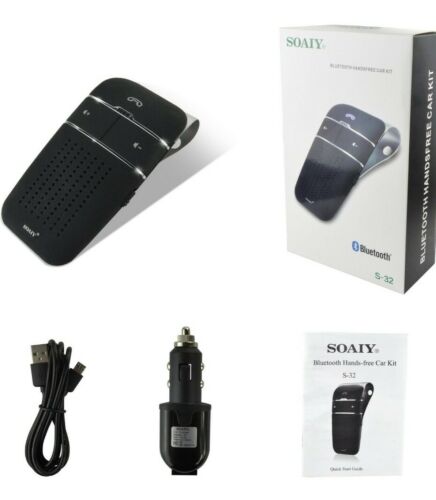 SOAIY S-32 Hands Free Wireless In Car Bluetooth SPEAKER PHONE Voice Commands New - Fresh Stock Dated January 2026