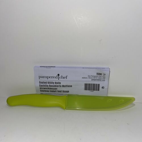 Pampered Chef Coated Utility Knife #1508  All-Purpose Knife with Storage Cover - Fresh Stock Dated January 2026