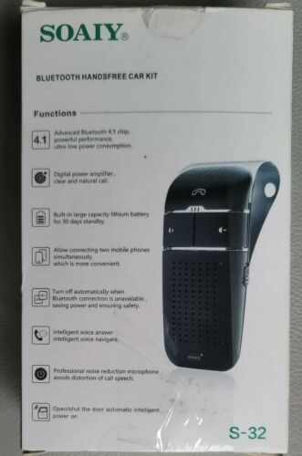 SOAIY S-32 Hands Free Wireless In Car Bluetooth SPEAKER PHONE Voice Commands New - Fresh Stock Dated January 2026