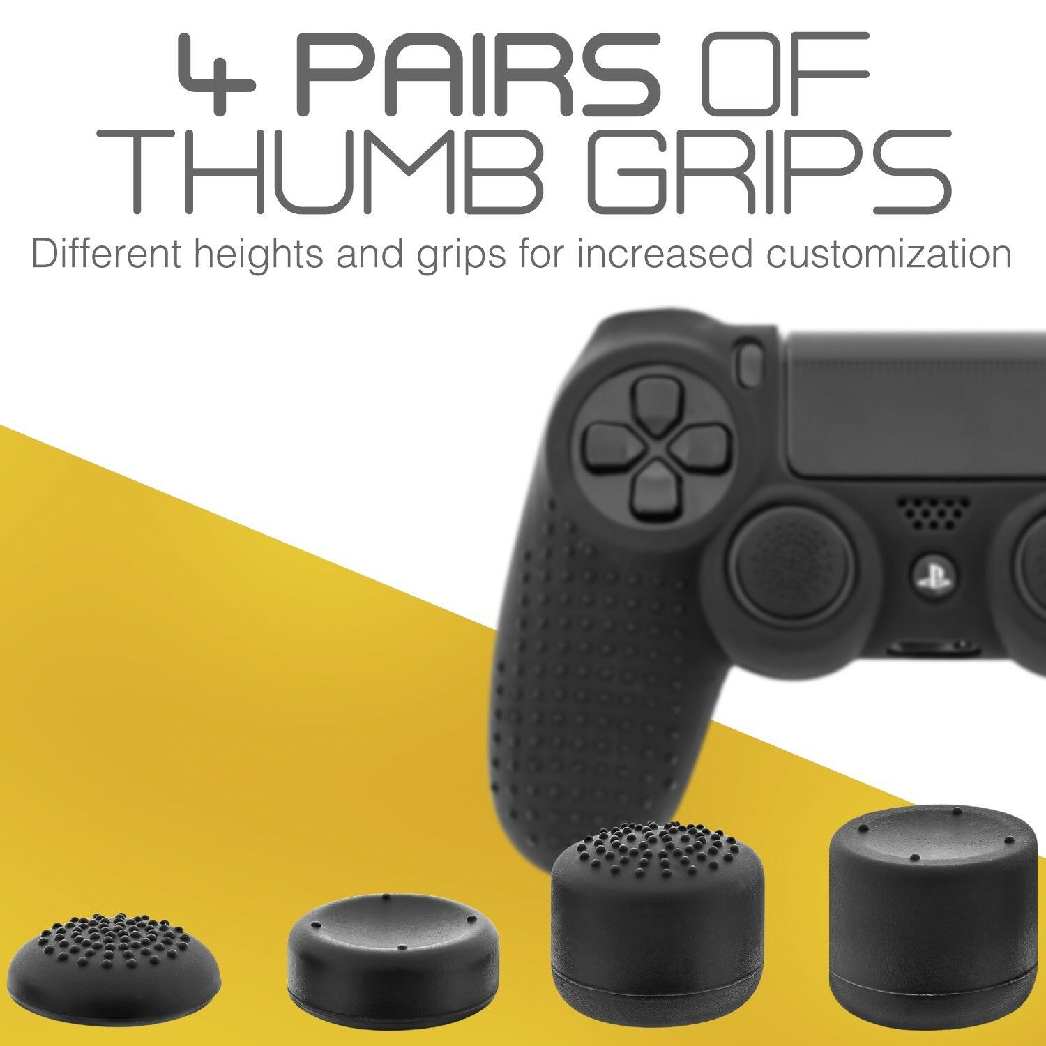 Anti-Slip Silicone Skin + 8x Thumb Stick Grip Cap for PS4 DualShock 4 Controller - Fresh Stock Dated February 2026