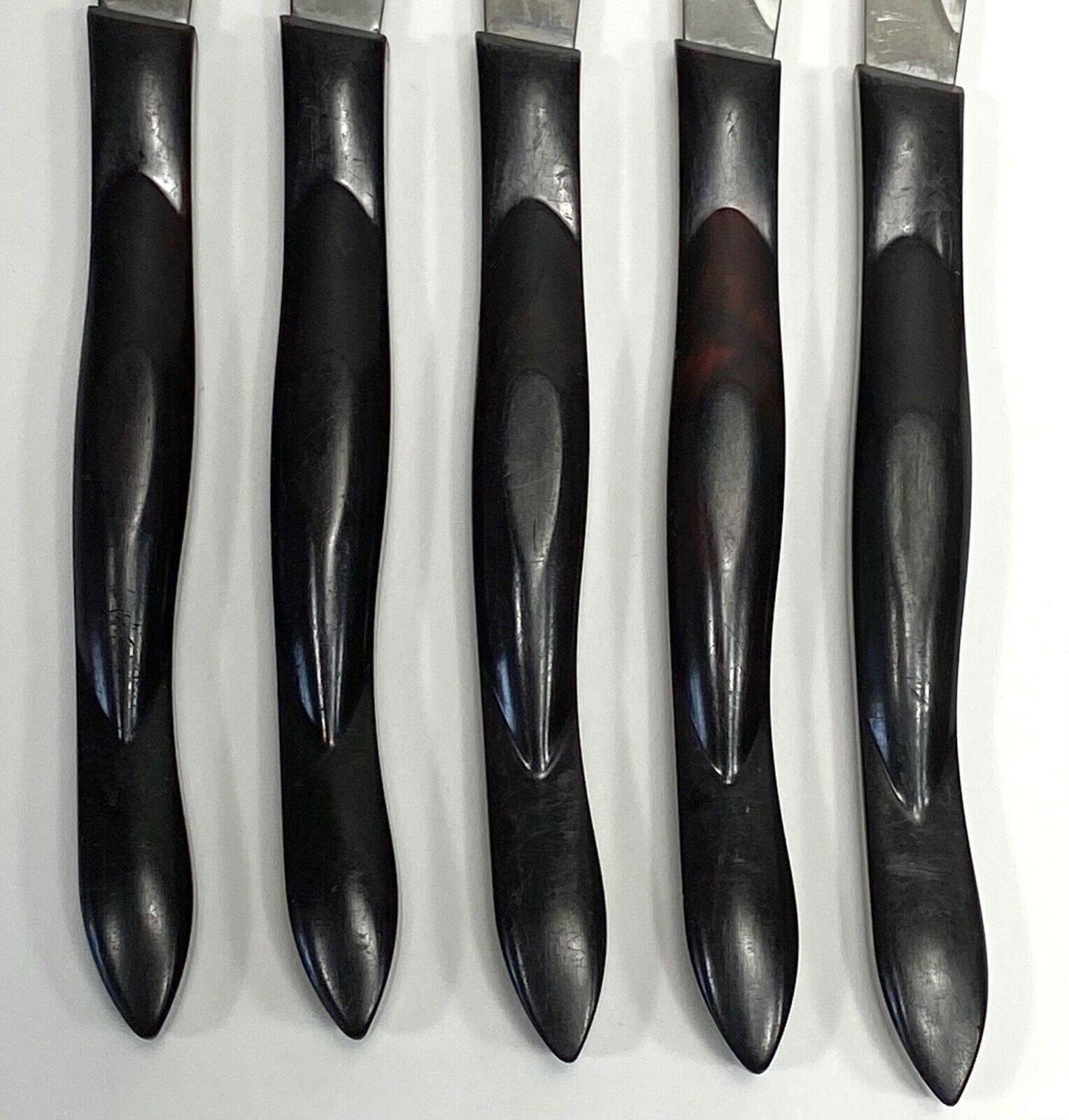 Cutco Steak Knives 1759 KI Set of 5 Dark Brown Marble Orange USA - Fresh Stock Dated January 2026