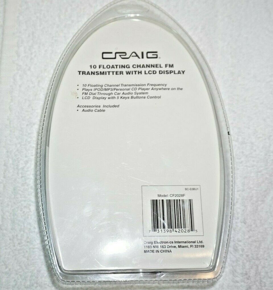 Craig 10 Floating Channel FM Transmitter with LCD Display - New & Sealed - Fresh Stock Dated December 2025