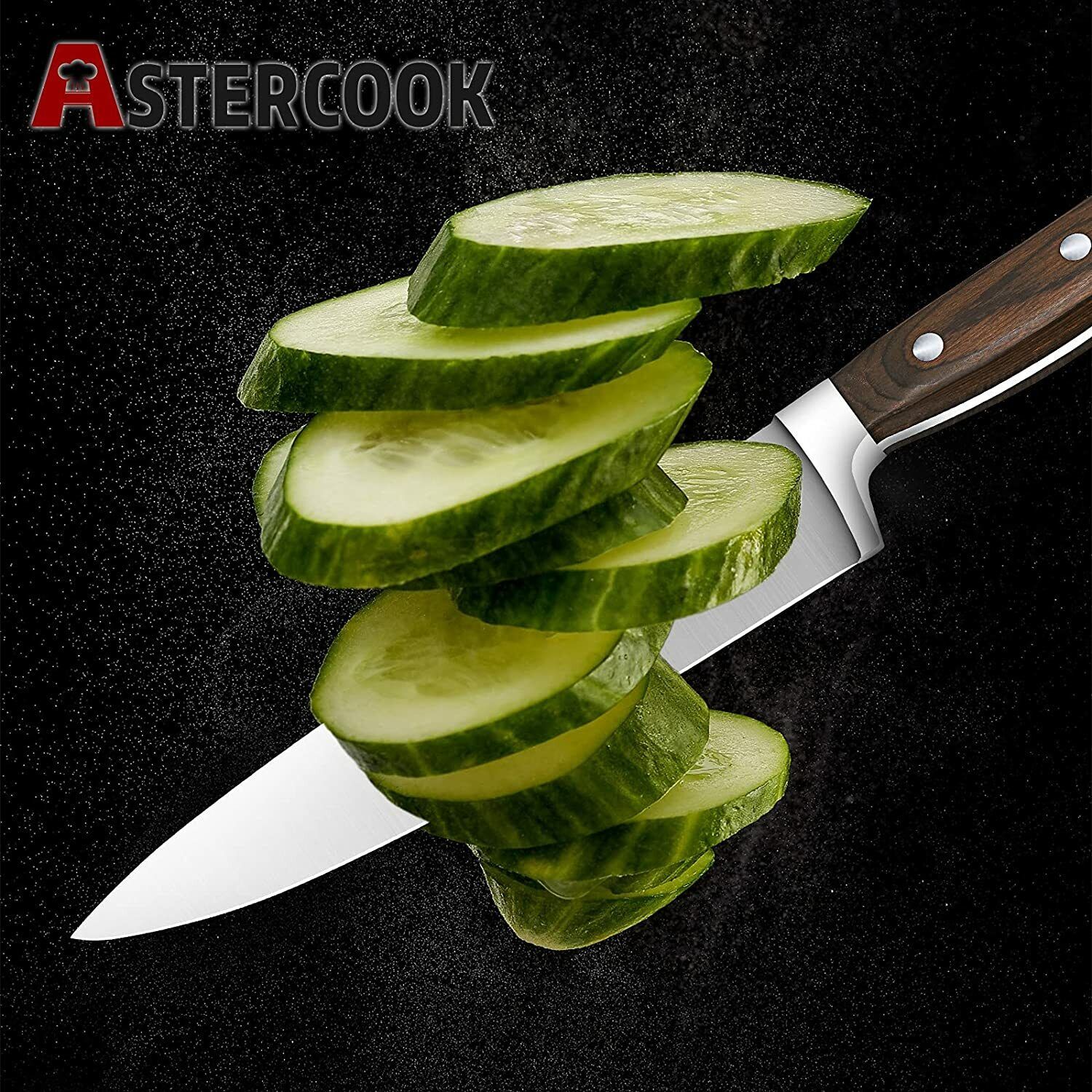 Knife Set, 15-Piece Kitchen Knife Set with Block Wooden German Stainless Steel - Fresh Stock Dated February 2026