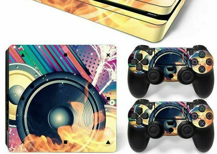 For PS4 Slim Console Skin & 2 Controllers Audio Graphic Vinyl Decal - Fresh Stock Dated February 2026