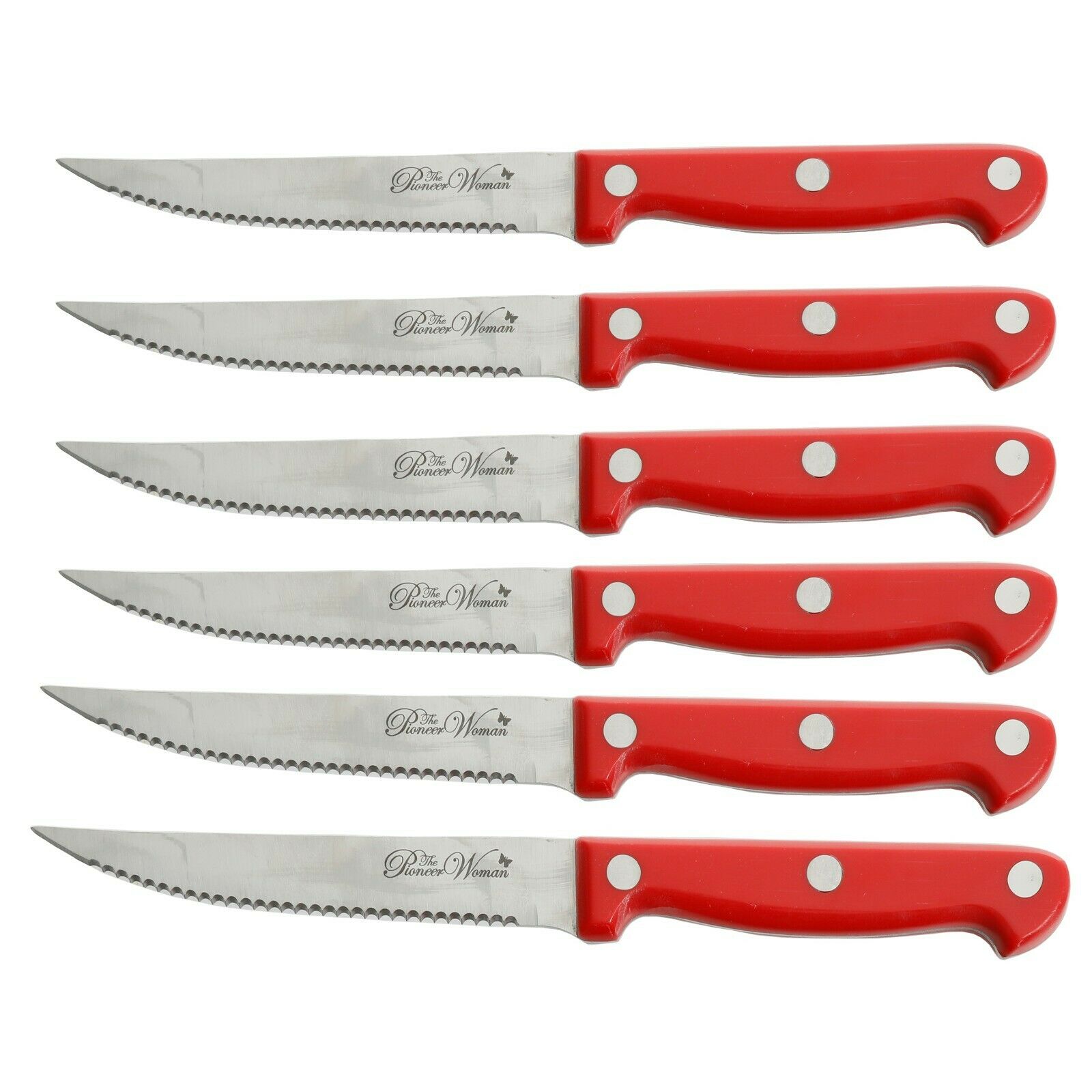 The Pioneer Woman Cowboy Rustic 14-Piece Forged Cutlery Knife Block Set, Red - Fresh Stock Dated January 2026