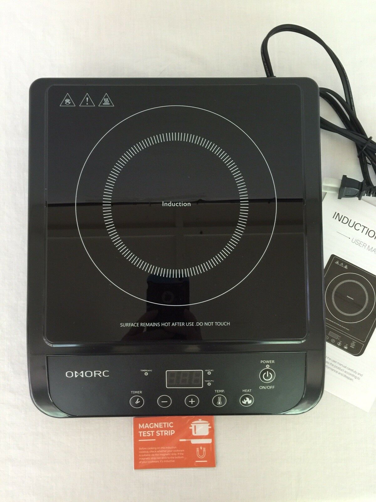 OMORC Portable Induction Cooktop Touch-Control Countertop Burner 10 Power Levels - Fresh Stock Dated February 2026