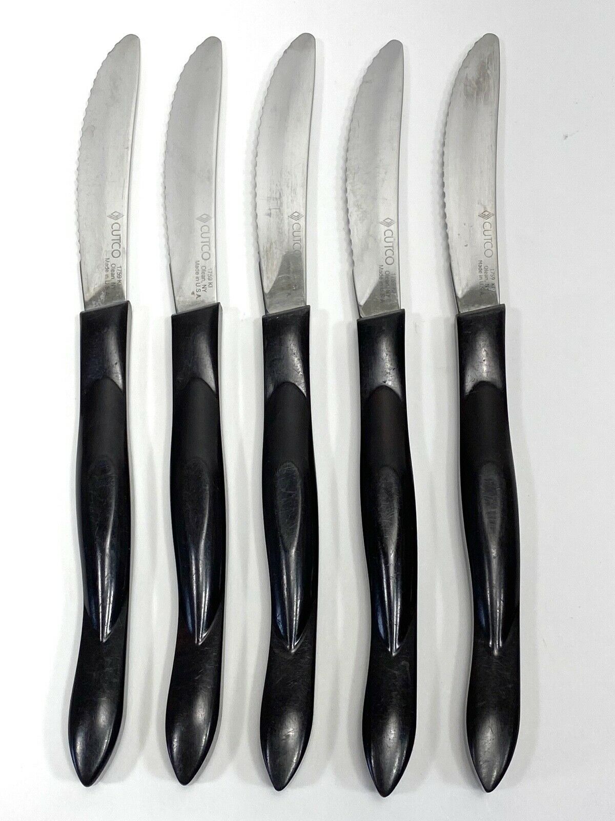 Cutco Steak Knives 1759 KI Set of 5 Dark Brown Marble Orange USA - Fresh Stock Dated January 2026