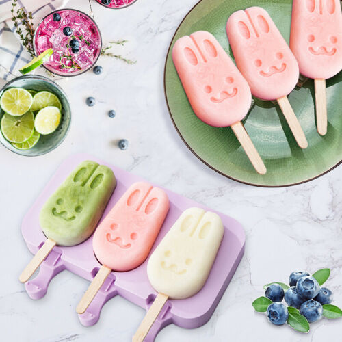 Ice Cream Maker Frozen Lolly Pop Popsicle Mold Silicone Tray With Lid &50 Stick - Fresh Stock Dated February 2026
