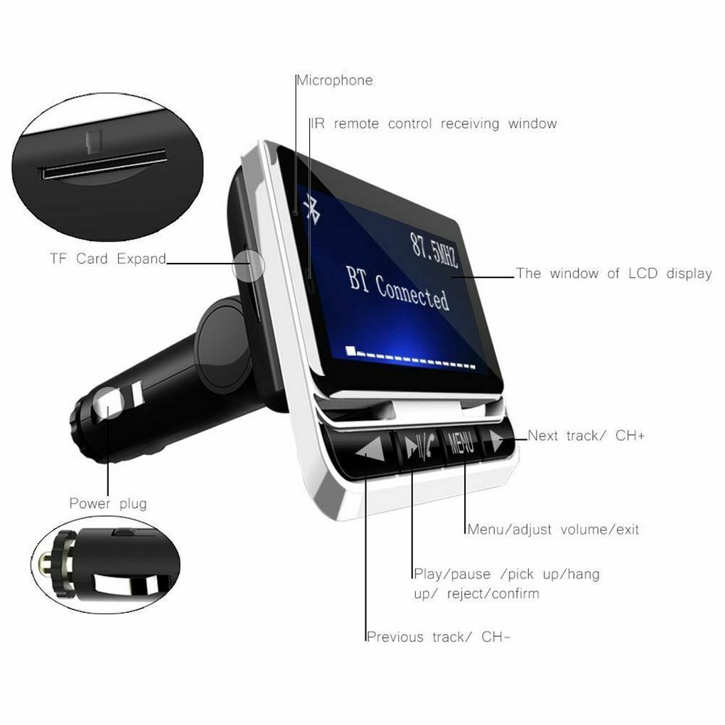 1.44Inch LCD Bluetooth Car MP3 Player Wireless FM Transmitter Car Charger Remote - Fresh Stock Dated December 2025