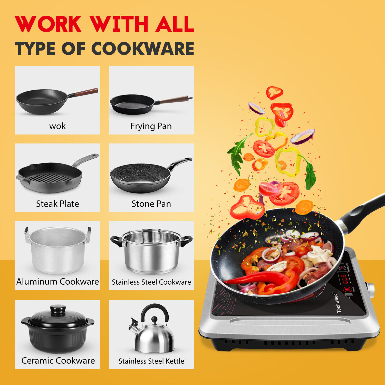Techwood ES-3105 Electric Portable Ceramic Infrared Cooktop Hot Plate Burner - Fresh Stock Dated February 2026