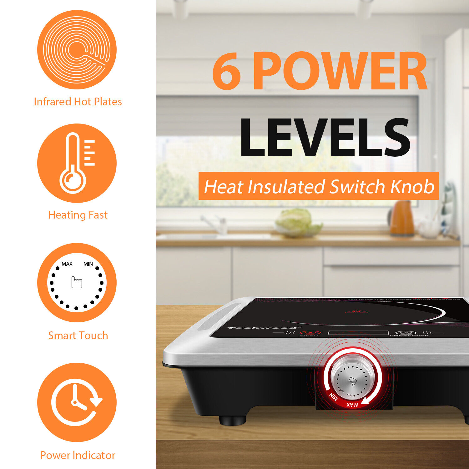 Techwood ES-3105 Electric Portable Ceramic Infrared Cooktop Hot Plate Burner - Fresh Stock Dated February 2026