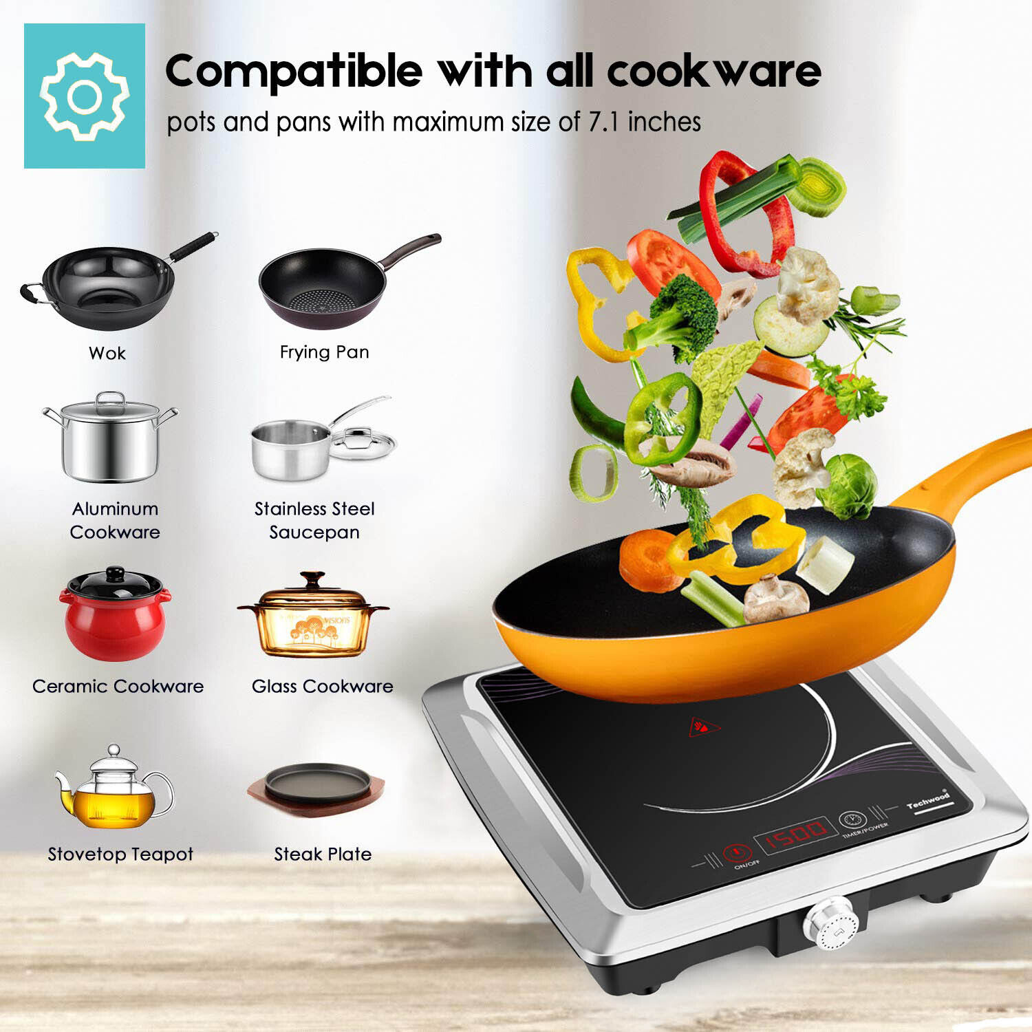 Techwood ES-3105 Electric Portable Ceramic Infrared Cooktop Hot Plate Burner - Fresh Stock Dated February 2026